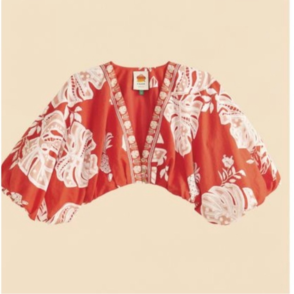 ISO In Search Of FARM Rio Red Lace Monsteras crop top in Medium!!!!